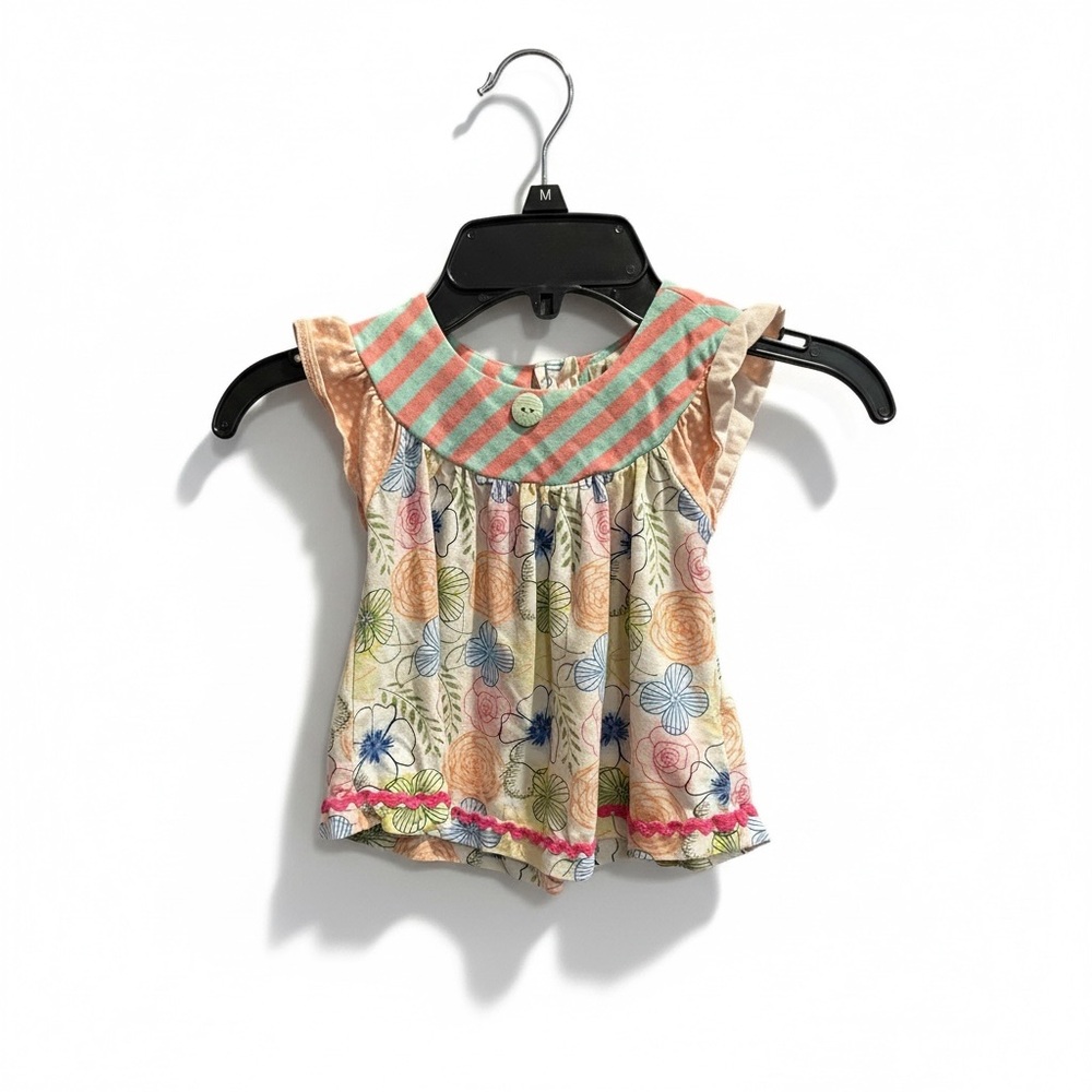 Matilda Jane Floral Tank Top with Striped Collar